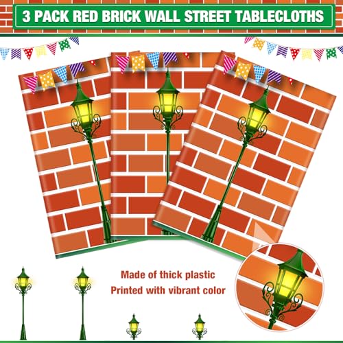 3 Pcs Cartoon Street Birthday Tablecloths - 54 x 108 Inch Disposable