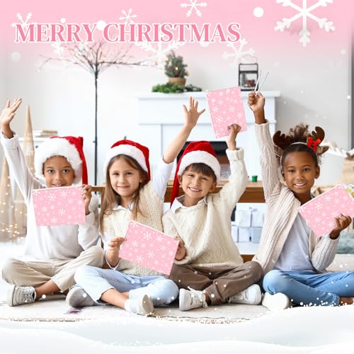 100 Pcs Pink Snowflake Christmas Cosmetic Bags - Waterproof EVA Travel Pouches