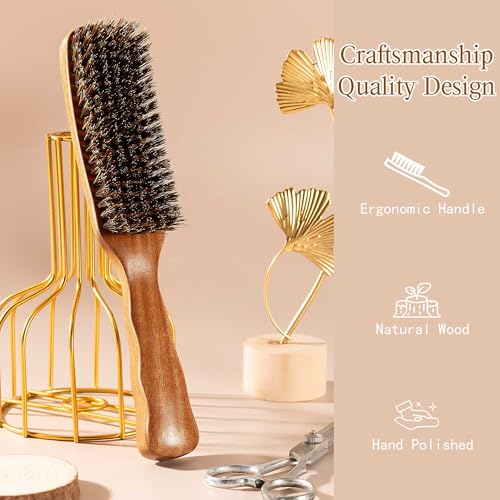 STYLEMATE Large Boar Bristle Hair Brush for Thin & Fine Hair