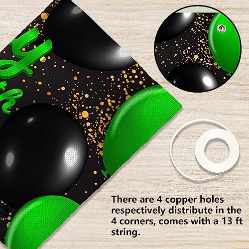 21st Birthday Banner Backdrop - Green & Black Theme Decor