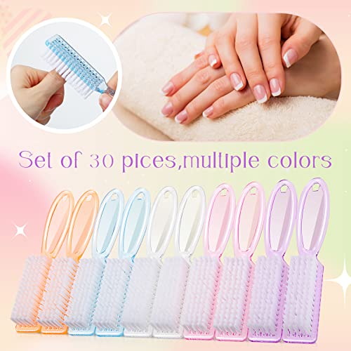Patelai 30 Pcs Nail Scrubber Brushes, Clear Handle Grip Cleaning Brush