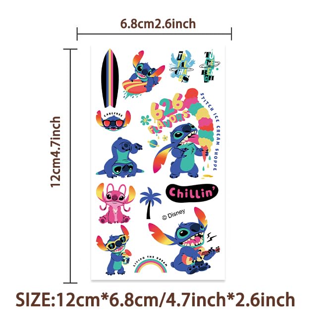 Stitch Temporary Tattoos - 10 Sheets of Fun Cartoon Designs | Perfect for Teen Birthday Parties & Home Activities