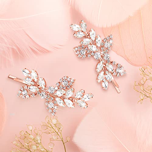 Waydress Leaf Pearl Crystal Hair Clips – Elegant Bridal Hairpins (4 Pack)