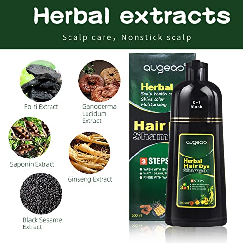 Ivnil Black Hair Dye Shampoo 3-in-1 for Gray Hair Coverage, 500ml
