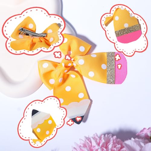 Yellow Pencil Hair Bows Clips 2-Pack for Girls Back to School Toddler Kids