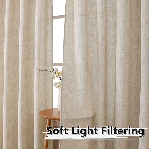 Tollpiz Linen Tier Curtains - Semi-Sheer Light Filtering Drapes, 30x30in, Set of 2