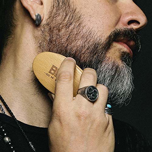 BRV MEN Beard Brush with First-Cut Boar Bristles and Beechwood Handle