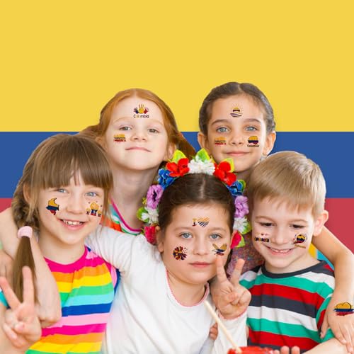 Colombia Flag Temporary Tattoos - 72 pcs patriotic sticker set for Independence Day, parties & celebrations