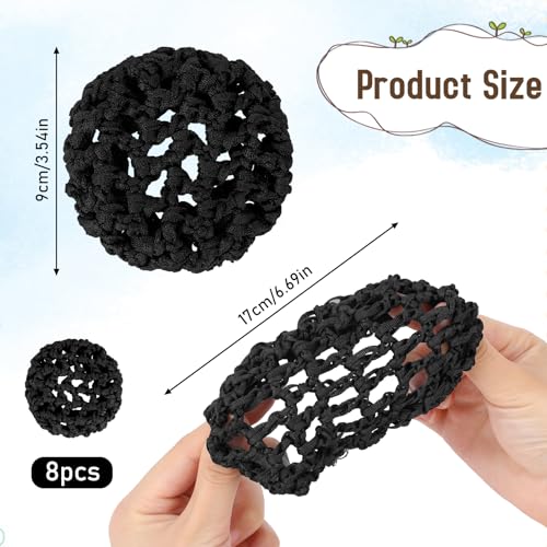 Black Elastic Knit Hair Nets for Ballet and Dance - Set of 8