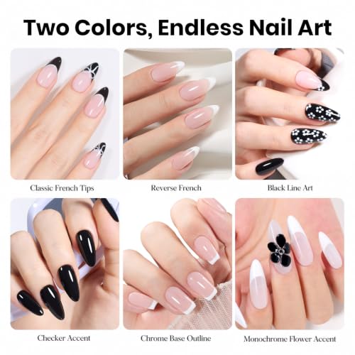 Beetles Q - Creme Black & White Gel Polish Set, 2 x 15ml