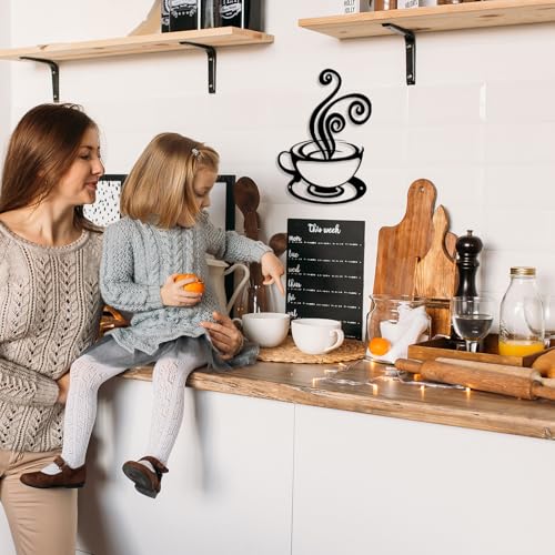 Oubasa Metal Coffee Cup Wall Decor - Minimalist Black Art for Home & Cafe