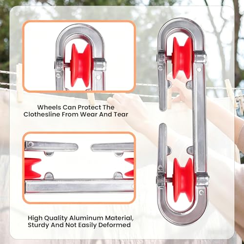 AACGIN Heavy-Duty Clothesline Spreader Pulley Kit - 2 Pack