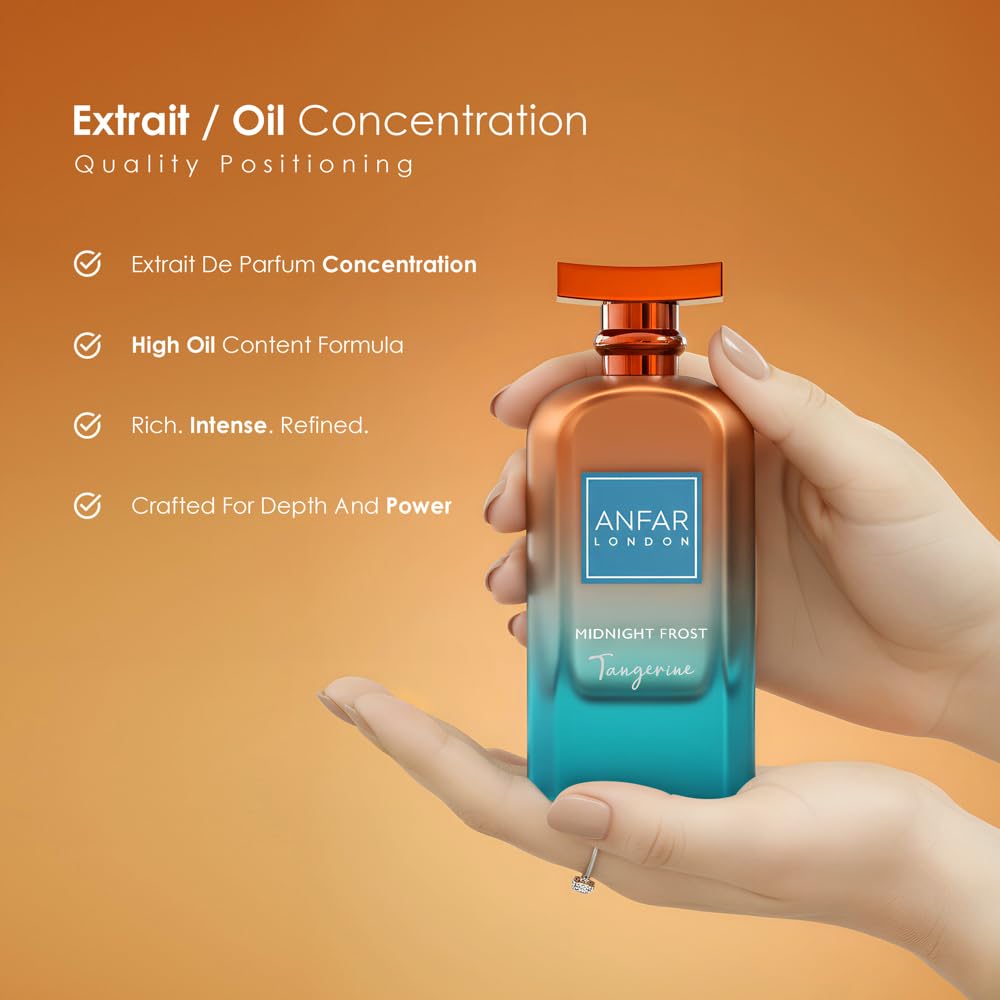 ANFAR LONDON Midnight Frost Tangerine Eau de Parfum 100ml – Dubai Perfume for Men, Long Lasting Citrus Amber Musk Fragrance, Luxury Arabian Cologne