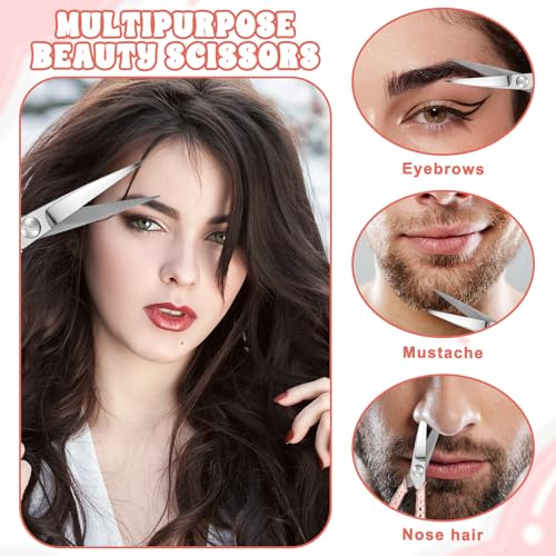 Professional Mini Scissors for Eyebrows & Facial Hair - Gold Pink