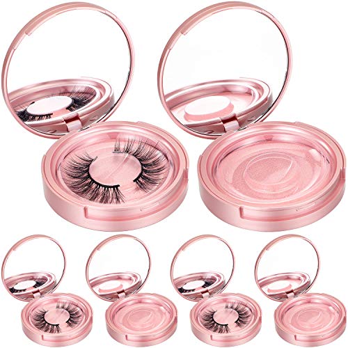Maitys 6 Pcs Rose Gold Eyelash Storage Box with Mirror