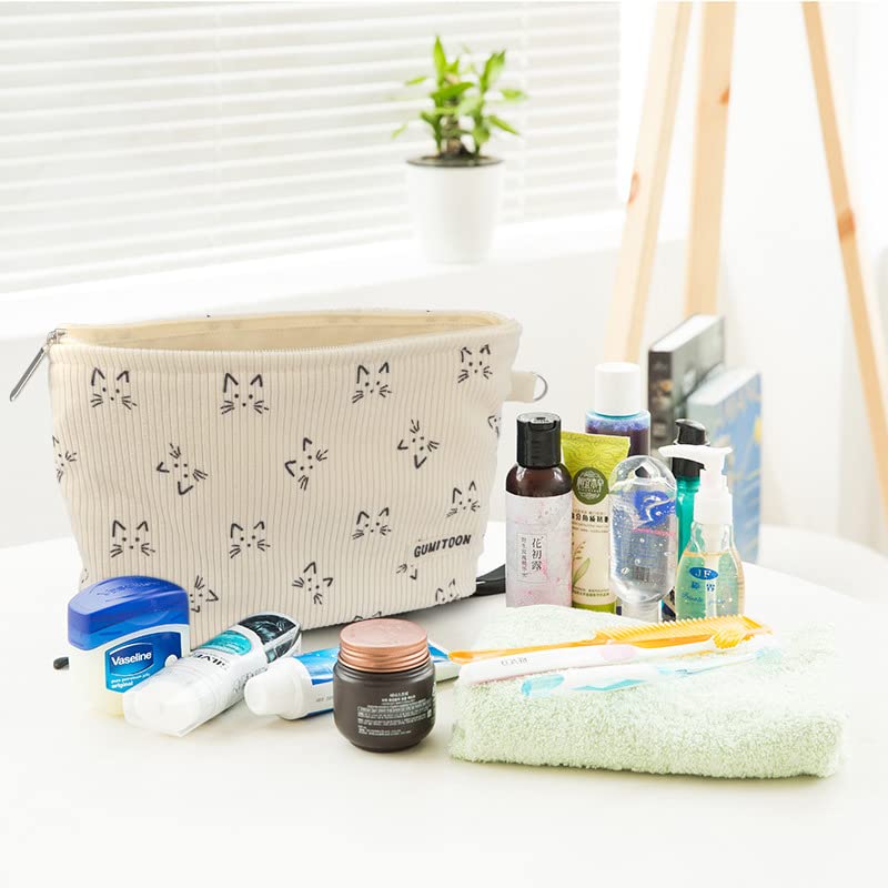 GUMITOON 2-Pack Makeup Bags for Women, Travel Cosmetic Organizer with Cat Design