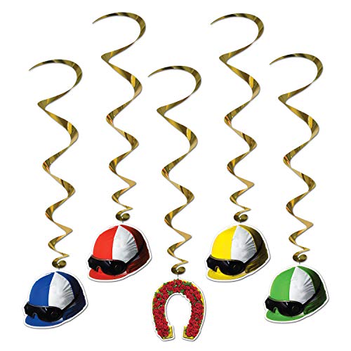 Beistle Jockey Helmet Whirls - 5 Horse Racing Party Decorations
