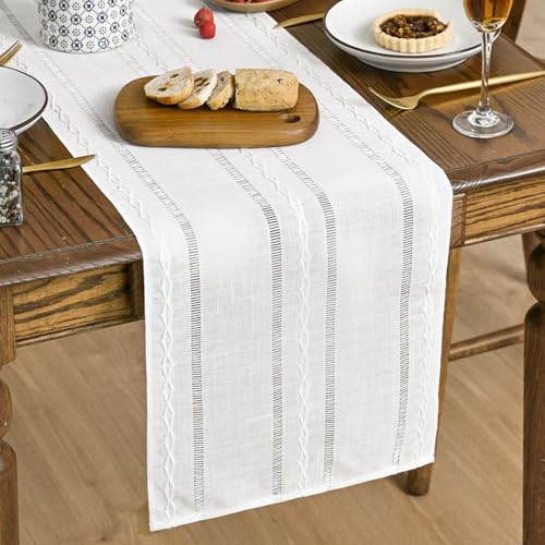 Rustic Cotton Linen Table Runner 13x72 for Dining Decor
