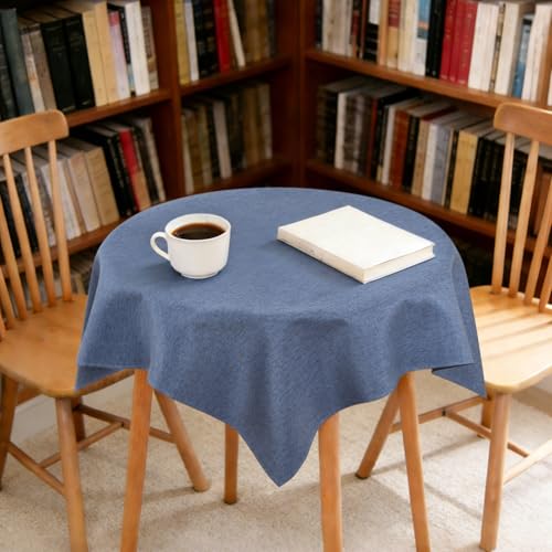 Wolkemer 36x36 Inch Mist Blue Faux Linen Tablecloth - Water Resistant