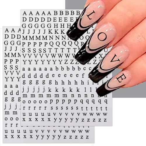3D Alphabet Nail Art Stickers - 8 Sheets Self-Adhesive Decals