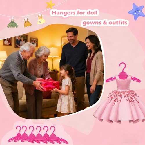 60 Rose Red Doll Clothes Hangers for 18-Inch Dolls - Non-Slip & Space-Saving