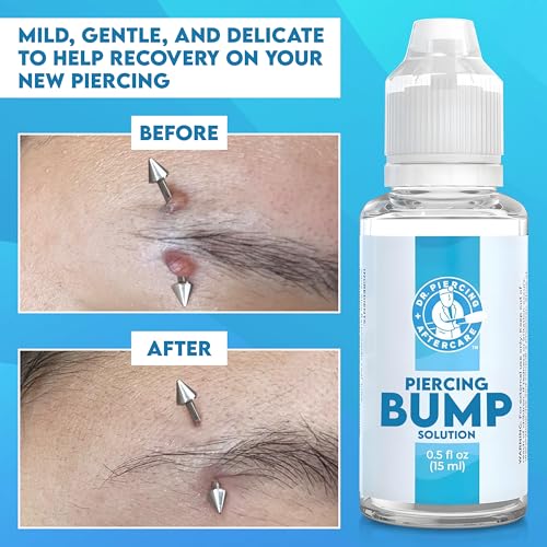 Dr. Piercing Aftercare Keloid Bump Solution Drops 15mL - Gentle Saline Formula with Provitamin B5 for Bump Care - Nose Ear Belly Lip Aftercare Cleaner