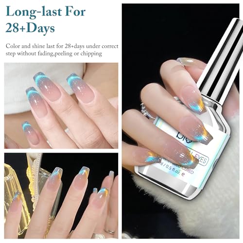 SAGEBIO Cat Eye Gel Nail Polish - 15ml Holographic Magnetic Gel & Magnet