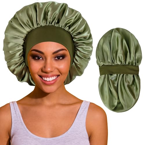 ROYBENS Large Satin Sleep Bonnet Set E for Curly & Natural Hair