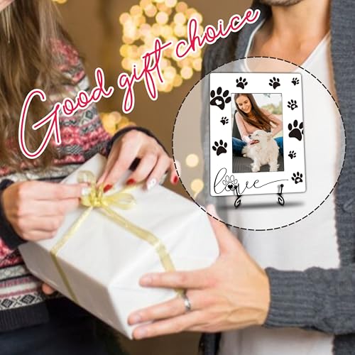 Dog Lover Photo Frame with Metal Stand - 4x6 Inch Wooden Decor