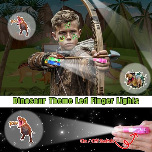 Dinosaur 3D Party Favors Set - Glow-in-the-Dark Tattoos & LED Finger Lights for Kids Birthday