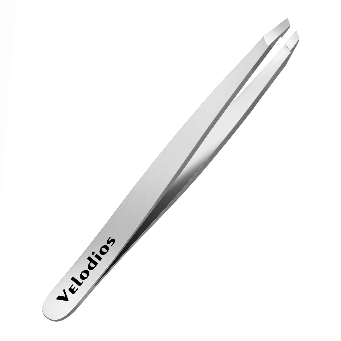 Velodios Tweezers for Eyebrows, Pointed TipTweezers for Women Facial Hair, Ingrown Hair Removal, Slanted and Pointed Tip Tweezers Set with PU Travel Case (Slant Tweezers)