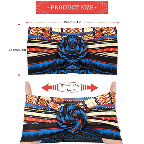 6 Pcs African Boho Headbands for Women, Stretchy Non-Slip Turban Hair Wraps