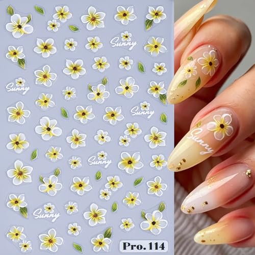 5D Floral & Fruit Nail Art Stickers - 6 Self-Adhesive Sheets
