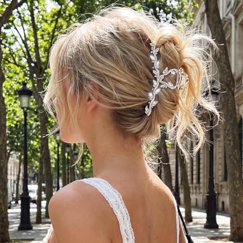 CAKURE Silver Rhinestone Claw Hair Clips Pack of 2 – Elegant Wedding & Bridal Accessories