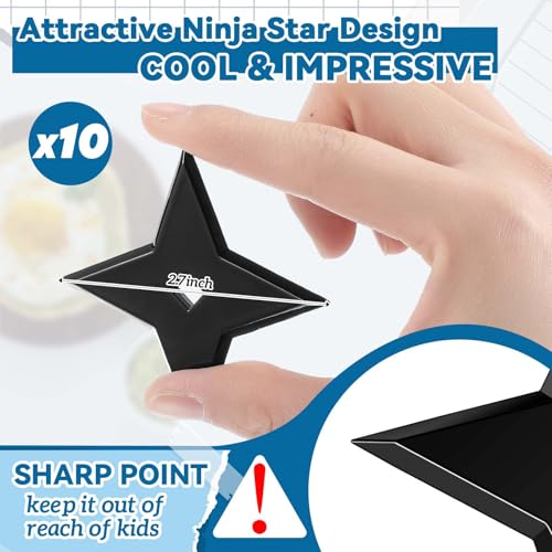 Weewooday 10 Pack Ninja Star Refrigerator Magnets - Cool Black Decor
