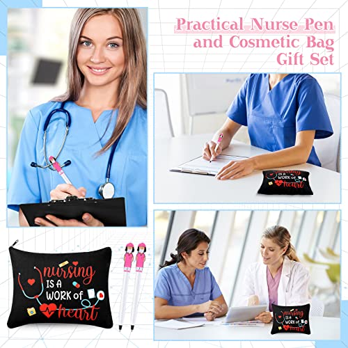 Adorable Nurse Makeup Bag Set with Pens - 24 Pcs Gift for Nurses