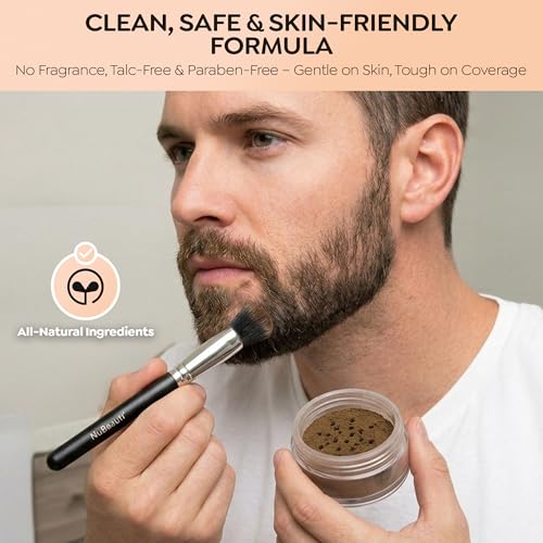 NuBeauti Beard & Hair Root Touch Up Powder - Dark Brown with Brush