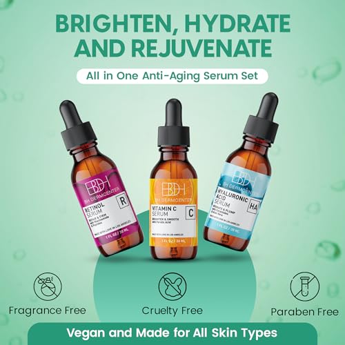 Age Defense Trio Anti-Aging Serum Set - Vitamin C, Retinol & Hyaluronic Acid