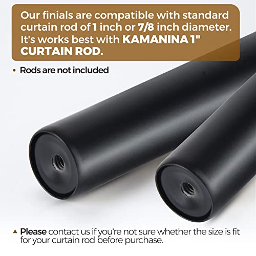 KAMANINA Square Curtain Rod Finials - Set of 2 Black, 1.875"