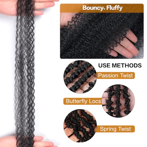 YUFEIHE 8 Inch 1B Marley Twist Braiding Hair - Pack of 3, Natural Black