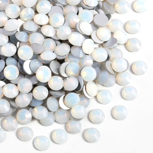 Beadsland White Opal Flatback Rhinestones, SS16 Non-Hotfix Glass Gems, 1440pcs