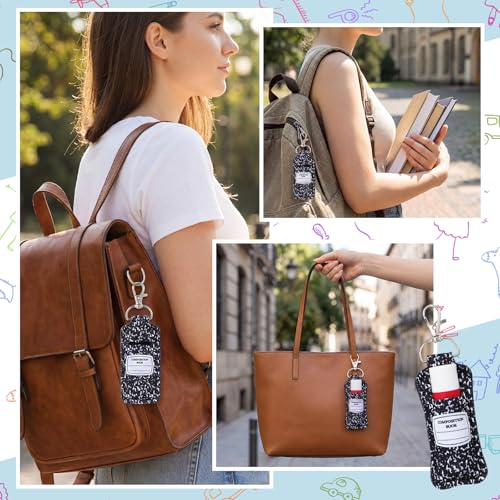 Abbylike Composition Book Lipstick Holder Keychain with Hook for Women & Teachers