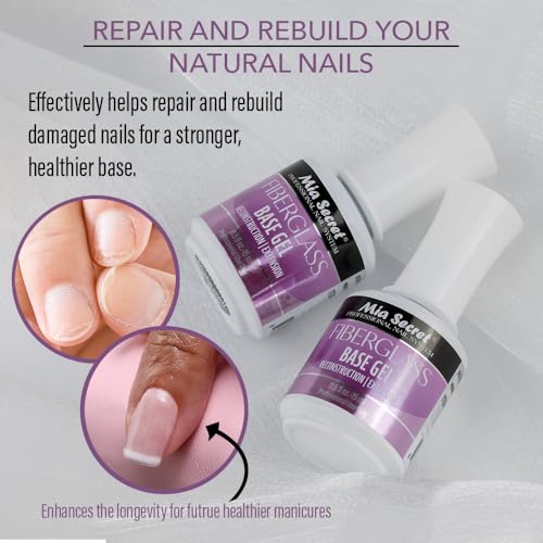 Mia Secret Fiber Glass Base Gel 0.5 Fl Oz for Nail Strength & Repair