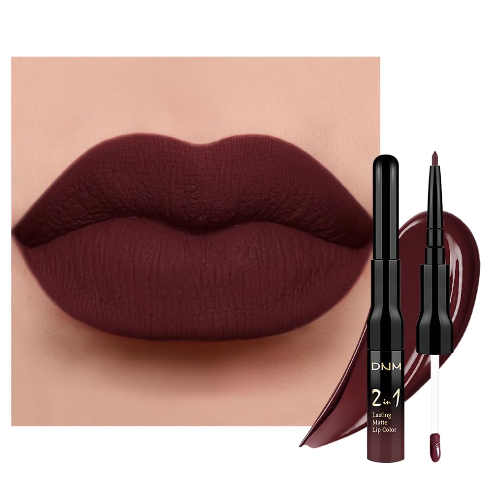 Dark Deep Red Matte Lip Liner & Liquid Lipstick Set | Long-Lasting, Smudge-Proof 24-Hour Wear for Women