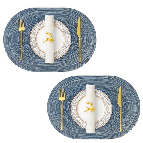 JeogYong Oval Placemats Set of 2 | Washable & Heat-Resistant 14x20