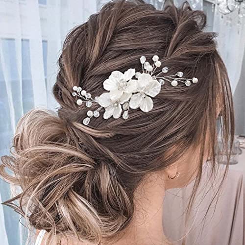 JONKY Flower Bride Wedding Hair Clip Bridal Rhinestone Barrettes