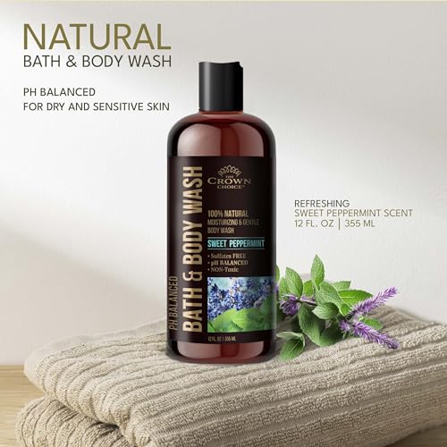 Sweet Peppermint Body Wash for Sensitive Skin - 2 Pack, 12oz