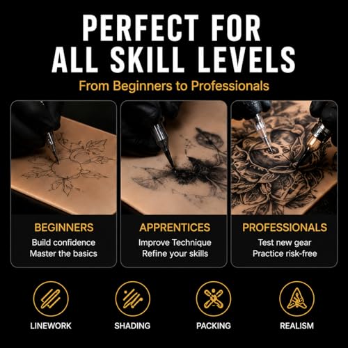 Jconly 20-Sheet Tattoo Practice Skin, 8x6 Double-Sided Fake Skin