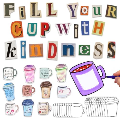 Fill Your Cup with Kindness Bulletin Board Set - 47 Pcs DIY Decor