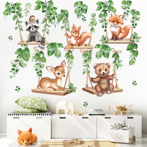 Woodland Animal Wall Decals - Bear, Deer & Fox Art for Kids Room